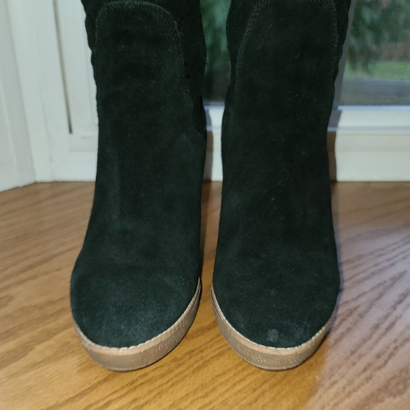 Boot black with grey wedge heel knee High boot - Picture 11 of 15